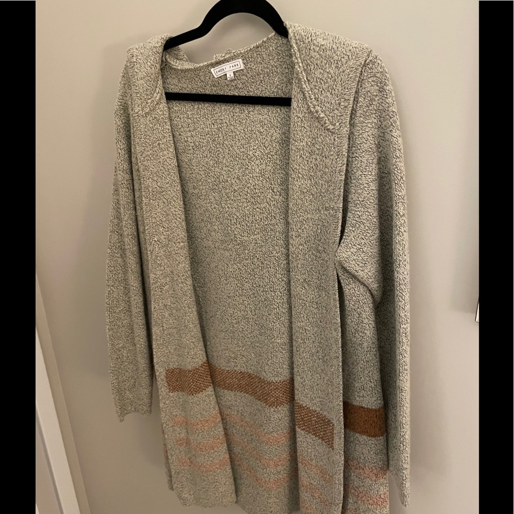 Emory Park Hooded Duster Sweater Tan Natural Small